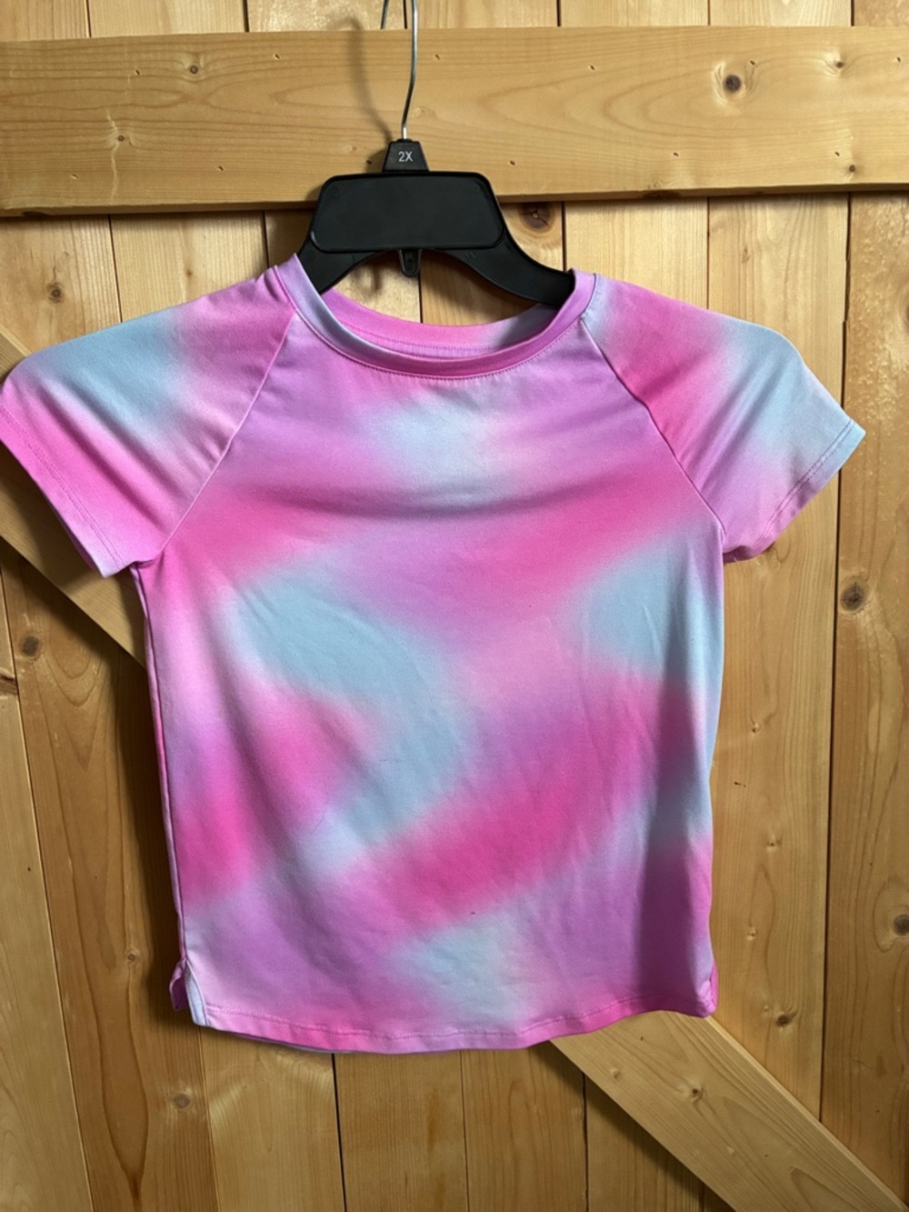 Athletic Works Pink & Light Blue Tie-Dye Short Sleeve Tee